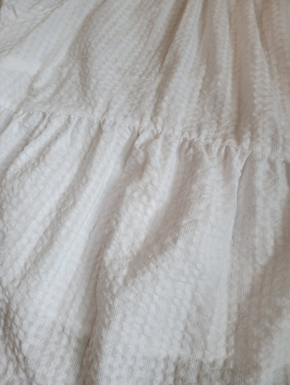 Old Navy Cotton White Puff-Sleeve Seersucker Babydoll Swing Blouse Plus Size 3x - Picture 5 of 8